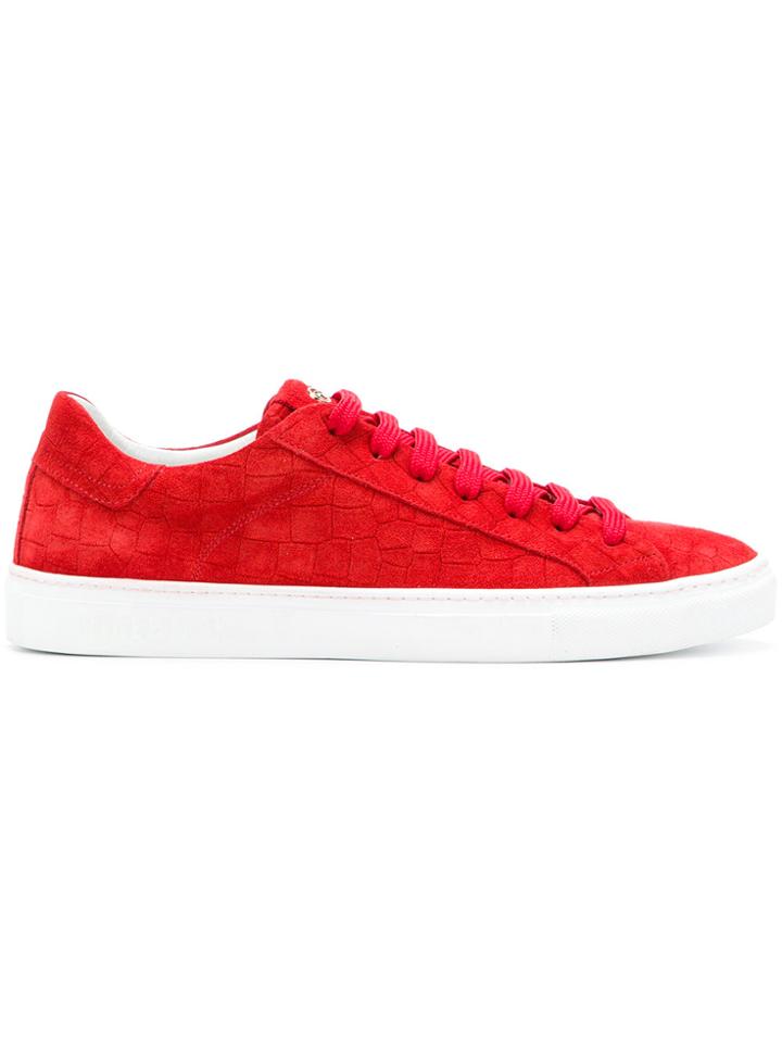 Hide & Jack Crocodile Embossed Sneakers - Red