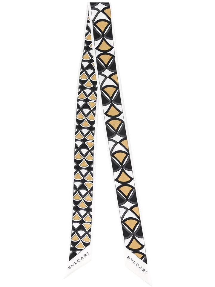 Bulgari Geometric Print Skinny Scarf, Women's, Nude/neutrals, Silk