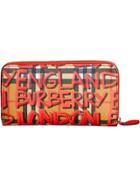 Burberry Graffiti Print Vintage Check Leather Ziparound Wallet - Red