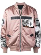 Diesel Patch Embellished Bomber Jacket - Pink
