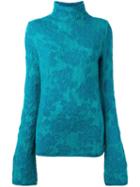 Etro Floral Pattern Turtleneck Jumper, Women's, Size: 44, Blue, Mohair/wool/polyimide