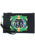 Versace Printed Logo Clutch Bag - Black