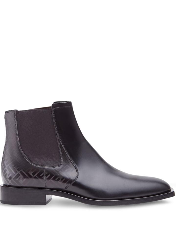 Fendi Ff Logo Chelsea Boots - Black