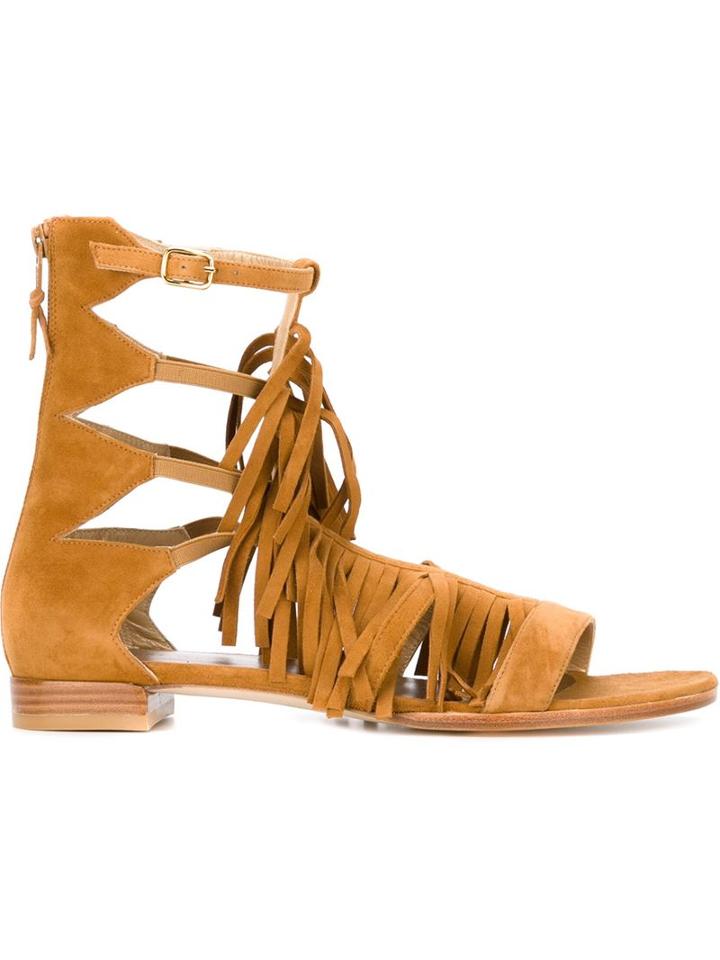 Stuart Weitzman 'srladrags' Fringed Strappy Sandals