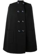 Alexander Mcqueen Embellished-button Cape, Women's, Size: 40, Black, Wool/silk/cupro