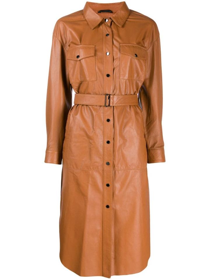 Tela Belted Shirt Dress - Brown
