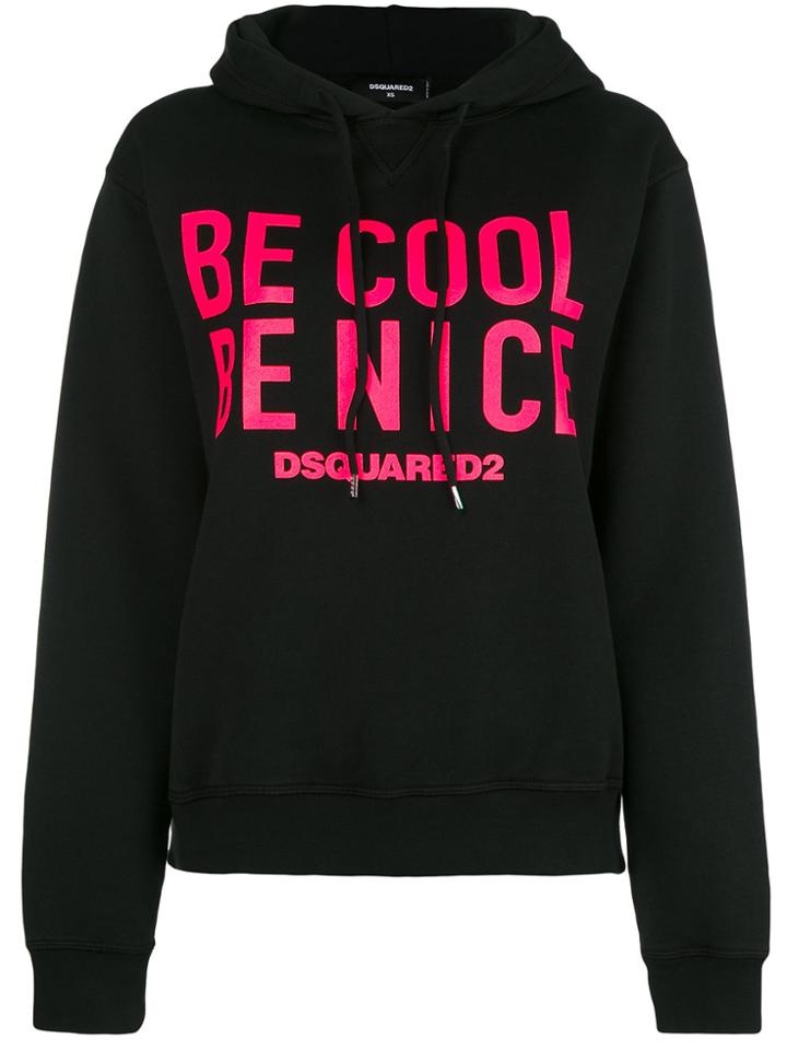Dsquared2 Be Nice Slogan Hoodie - Black