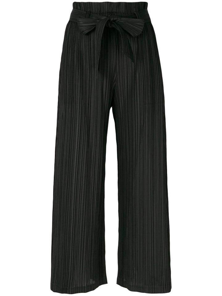 Pleats Please By Issey Miyake Pleated Palazzo Trousers - Black