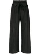 Pleats Please By Issey Miyake Pleated Palazzo Trousers - Black