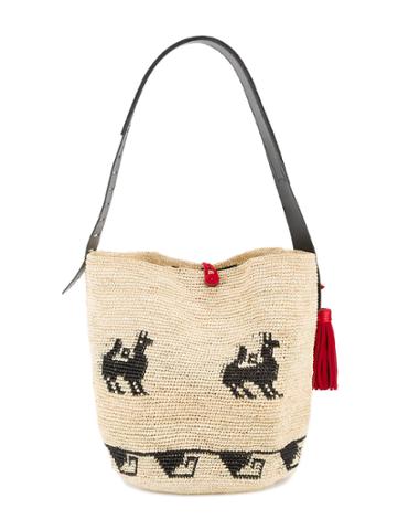 Ibo Maraca Woven Panama Shoulder Bag - Black