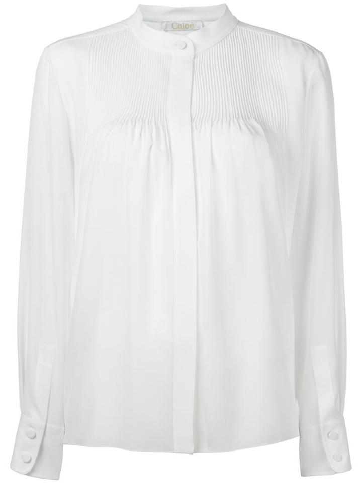 Chloé Pintuck Tailored Blouse, Women's, Size: 38, Silk