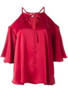 Temperley London Cold-shoulder Blouse, Women's, Size: 8, Red, Acetate/polyamide/silk