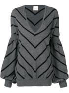 Fine Edge Oversized V-neck Jumper - Grey