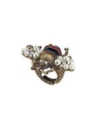 Gucci Bee Ring With Crystals And Pearls - Gold