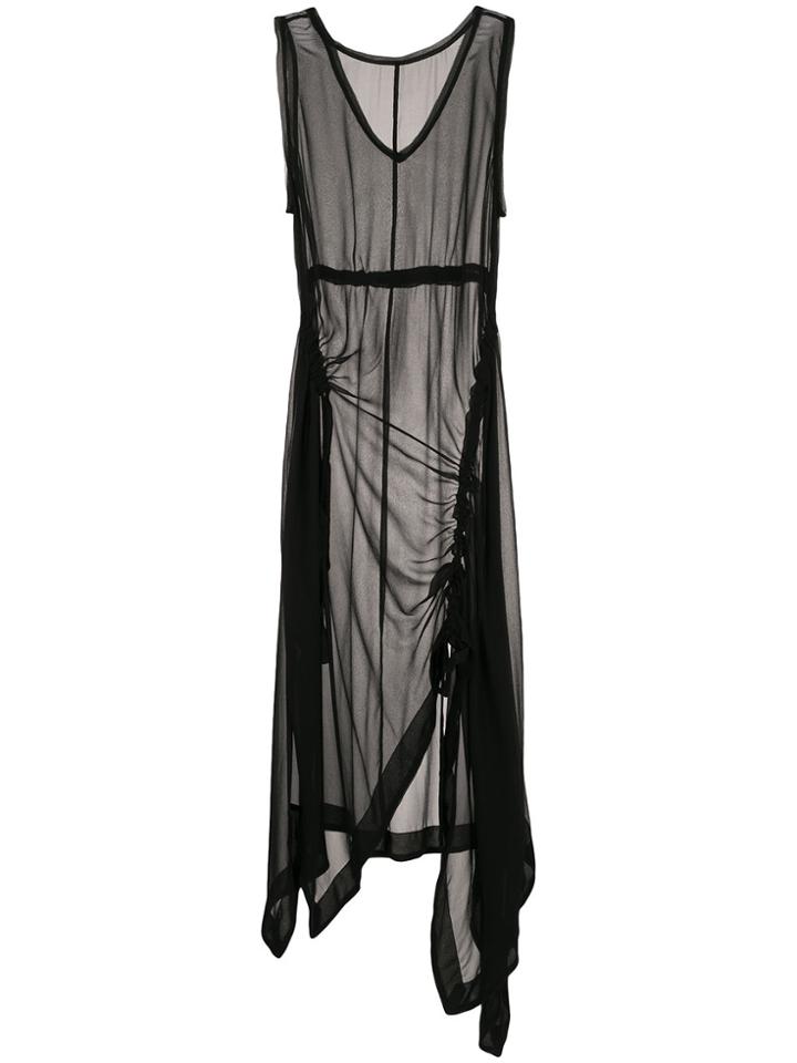 Taylor Sheer Draped Midi Dress - Black