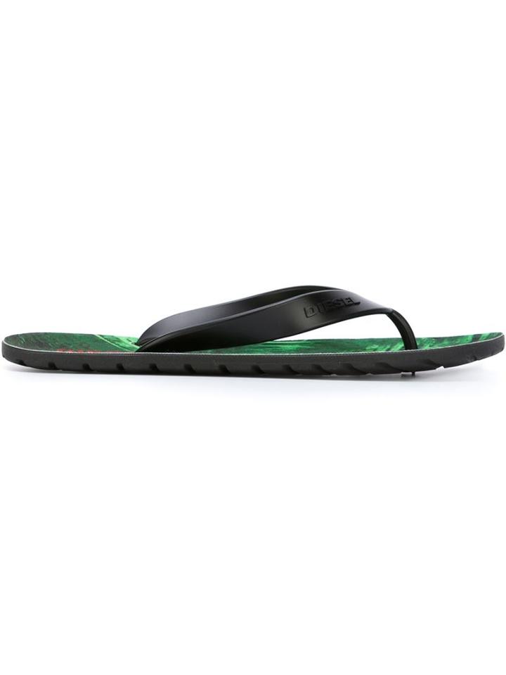 Diesel Splish Flip Flops, Men's, Size: 40, Black, Rubber