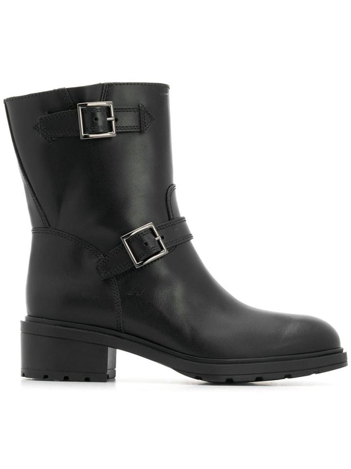 Hogan Kids Buckled Biker Boots - Black