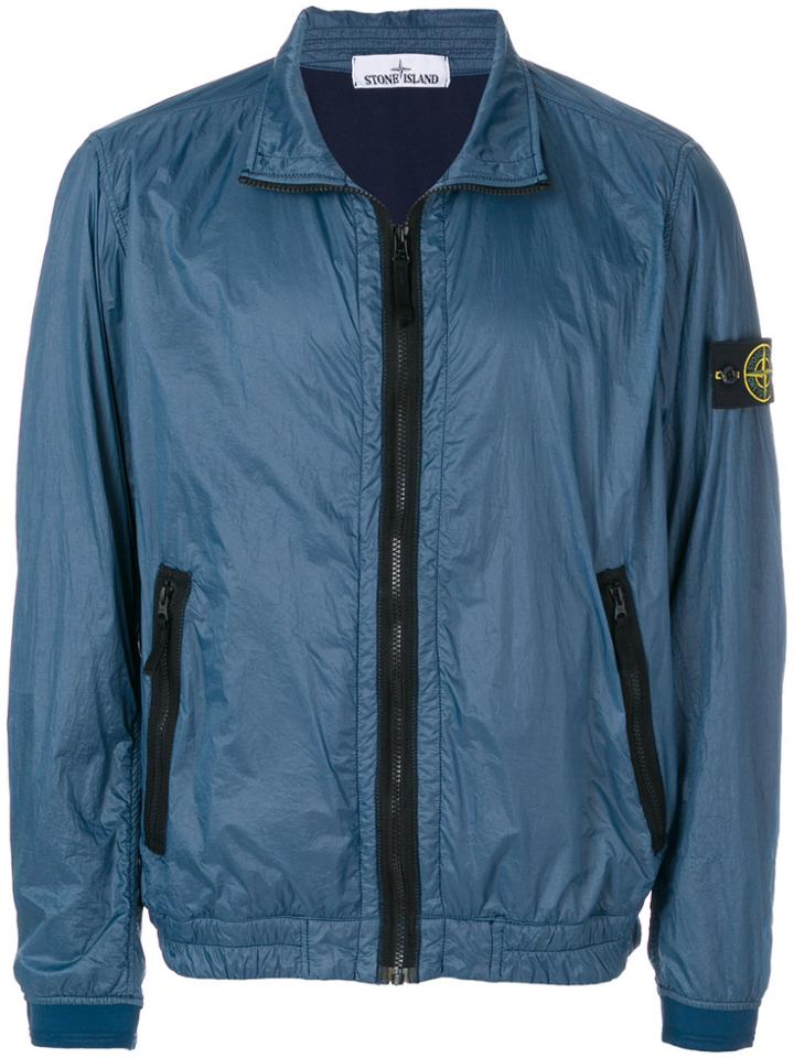 Stone Island Logo Patch Lightweight Jacket - Blue