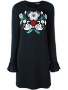 Markus Lupfer Embroidered Front Dress, Women's, Size: Medium, Black, Viscose/spandex/elastane