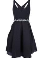 Marchesa Notte Embellished Belt Evening Dress, Women's, Size: 0, Black, Silk