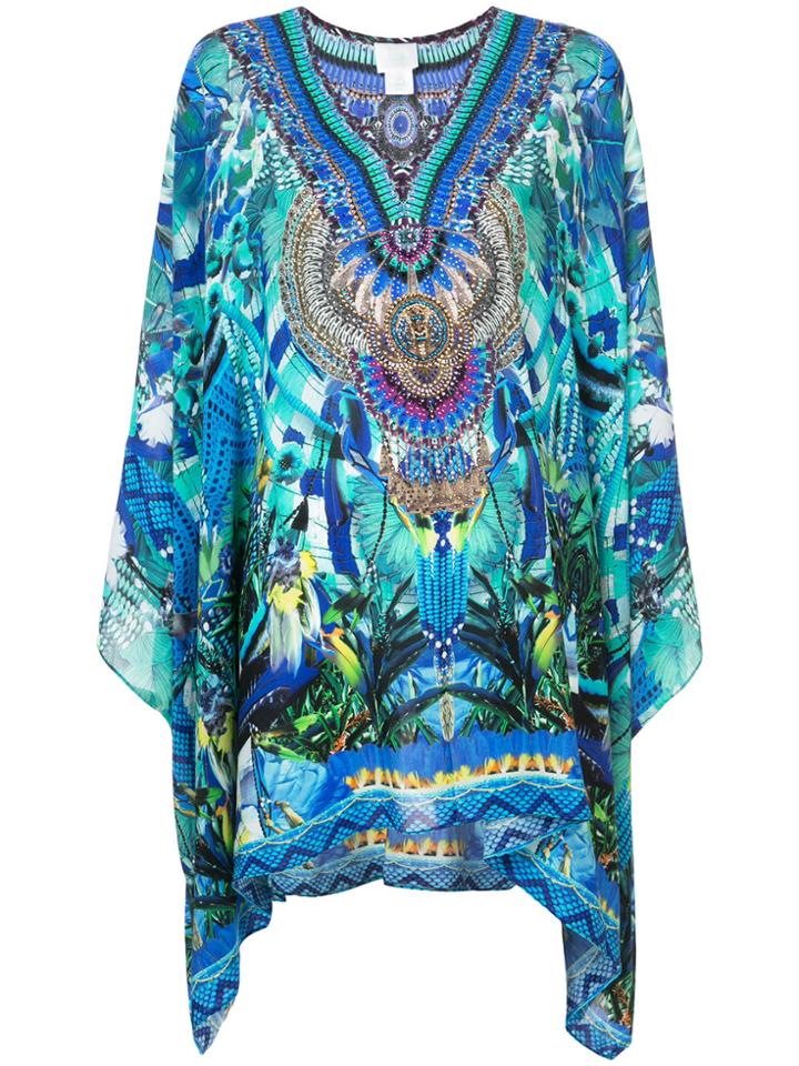 Camilla Multi-print Flared Dress - Blue