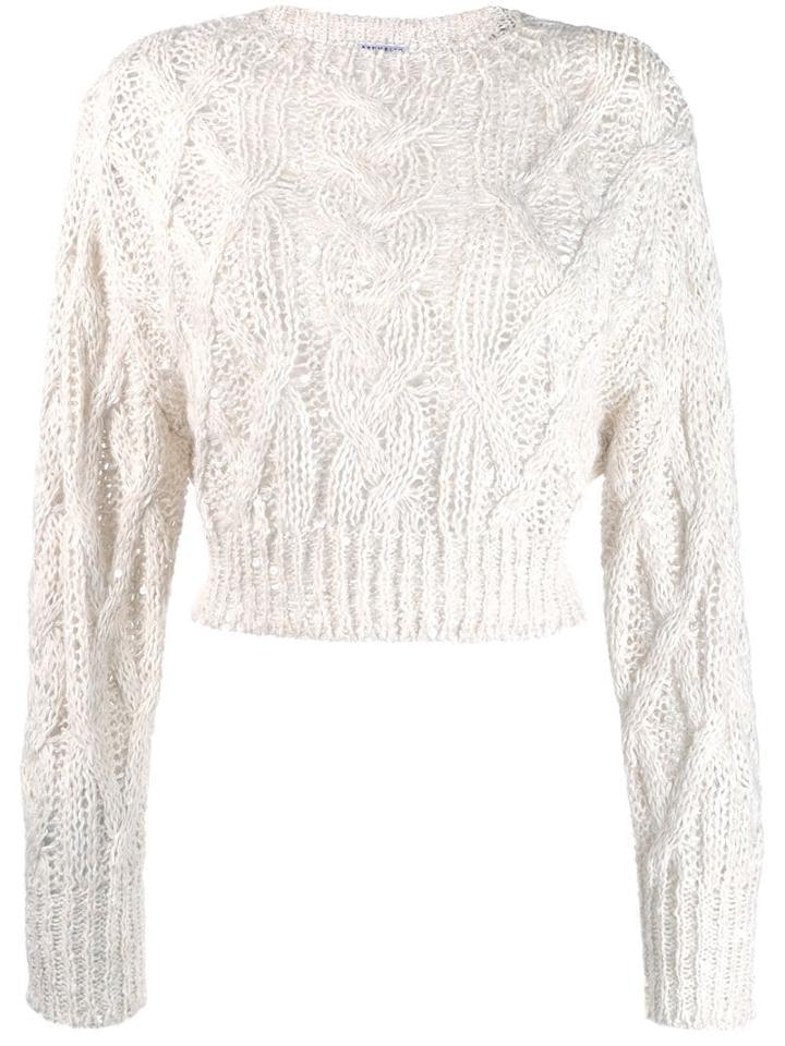 Brunello Cucinelli Cropped Open Knit Jumper - White