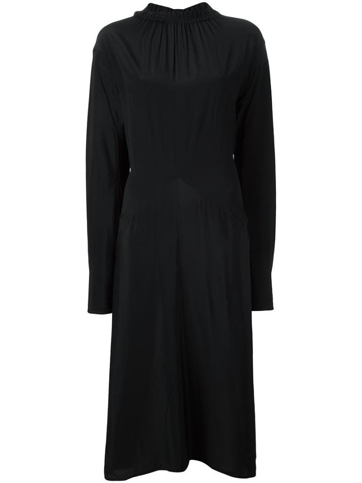 Marni Ruffle Collar Midi Dress, Women's, Size: 44, Black, Acetate/silk