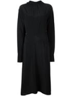 Marni Ruffle Collar Midi Dress, Women's, Size: 44, Black, Acetate/silk