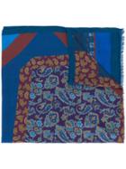 Etro Paisley Colourblock Scarf - Blue
