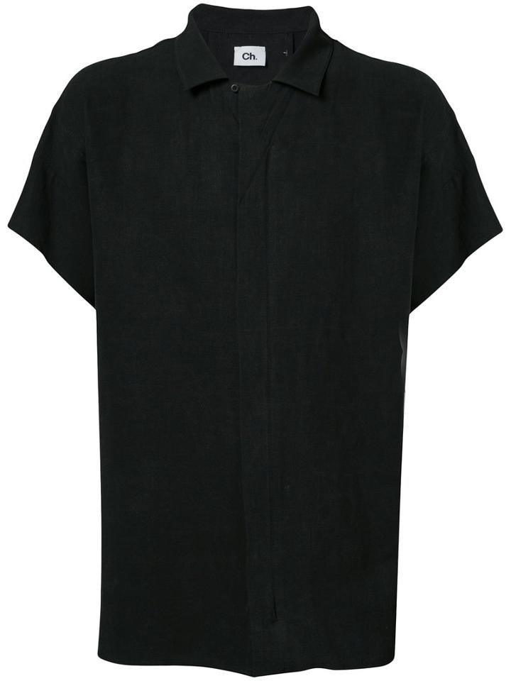 Chapter - Zipped Shortsleeved Shirt - Men - Linen/flax/tencel - S, Black, Linen/flax/tencel
