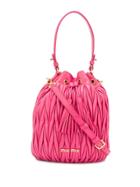 Miu Miu Matelassé Nappa Leather Bucket Bag - Pink