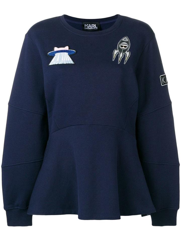 Karl Lagerfeld Space Karl Peplum Patch Sweatshirt - Blue