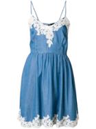 Ermanno Ermanno Lace Embellished Flared Dress - Blue