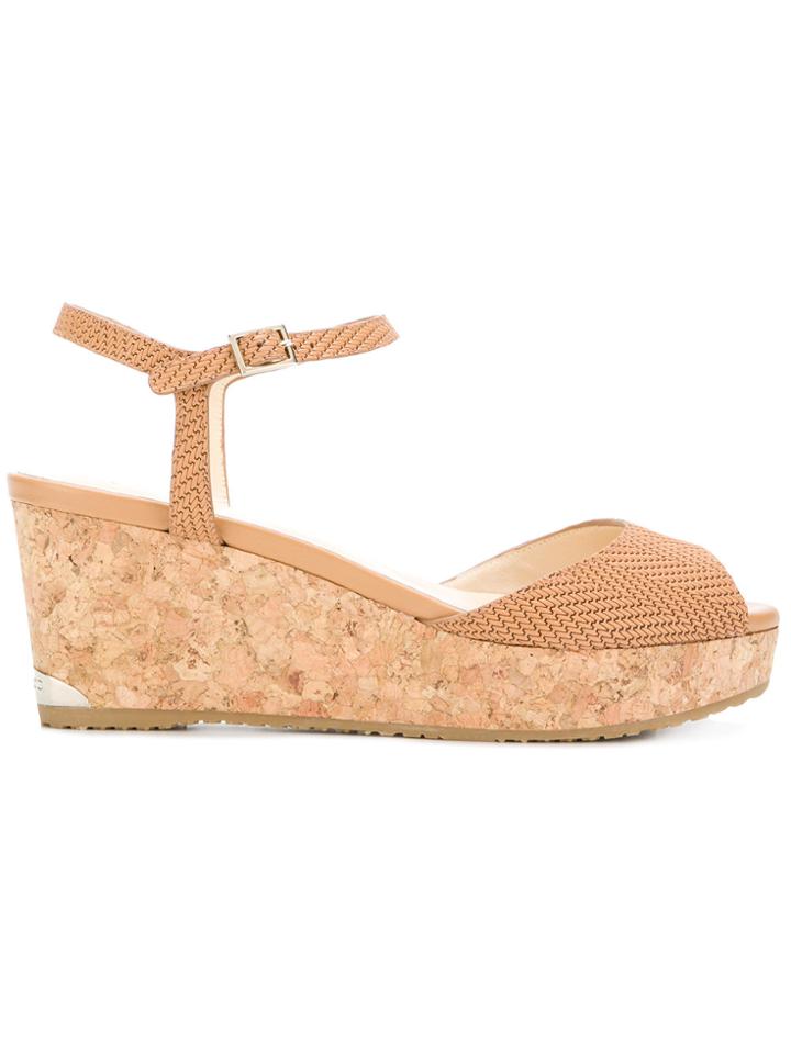 Jimmy Choo Perla 70 Wedge Sandals - Brown