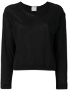 Forte Forte - V-neck Longsleeved T-shirt - Women - Cotton - I, Women's, Black, Cotton