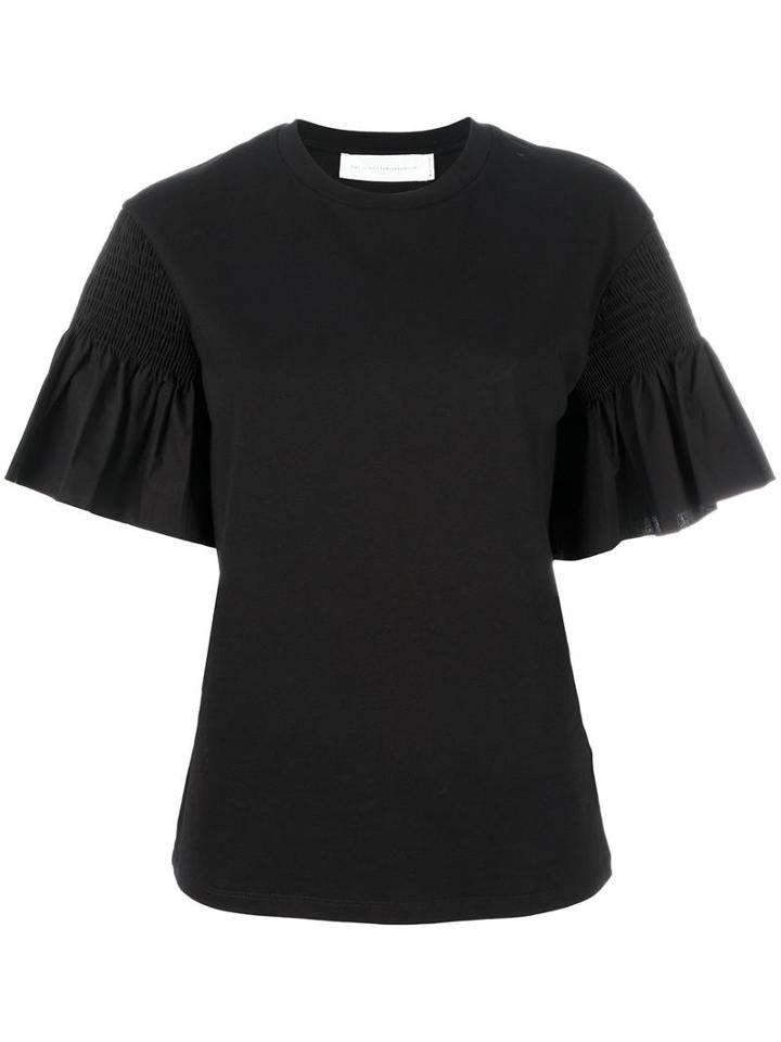 Victoria Victoria Beckham Ruffle Sleeve T-shirt, Women's, Size: Xs, Black, Cotton