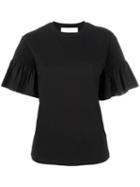 Victoria Victoria Beckham Ruffle Sleeve T-shirt, Women's, Size: Xs, Black, Cotton