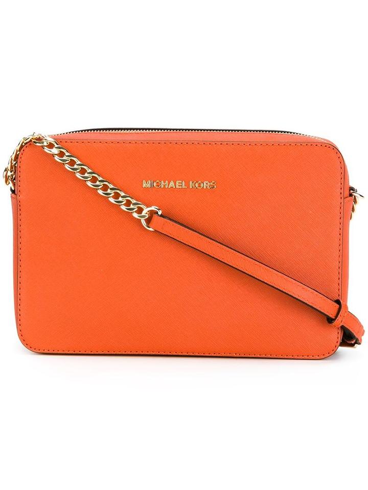 Michael Michael Kors Large Jet Set Crossbody Bag, Women's, Yellow/orange, Calf Leather