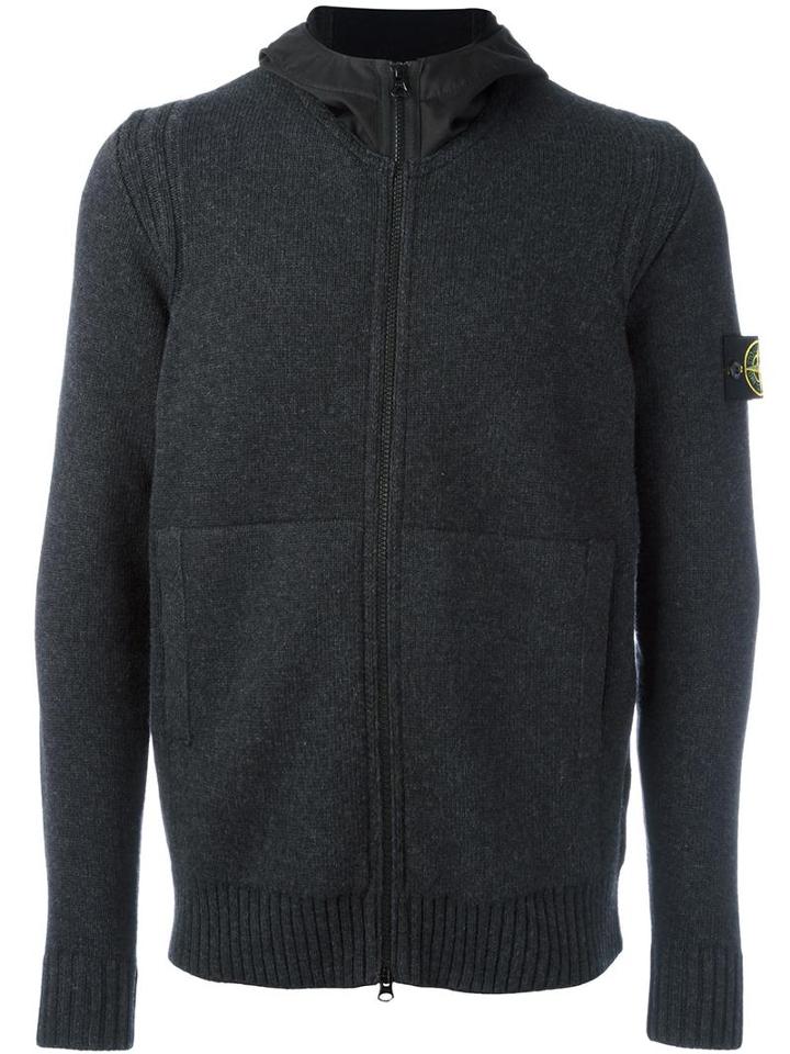 Stone Island Zipped Knitted Hoodie, Men's, Size: Small, Grey, Polyamide/wool
