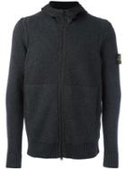 Stone Island Zipped Knitted Hoodie, Men's, Size: Small, Grey, Polyamide/wool