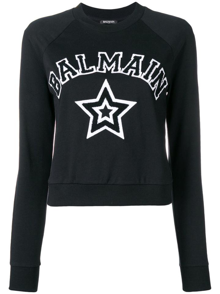 Balmain Flocked Varsity Sweatshirt - Black