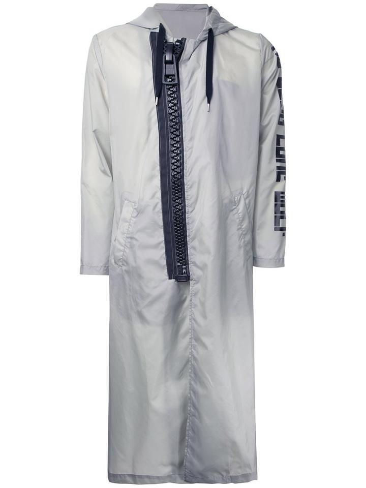 Maison Mihara Yasuhiro Sleeve Print Raincoat, Men's, Size: 50, Grey, Nylon