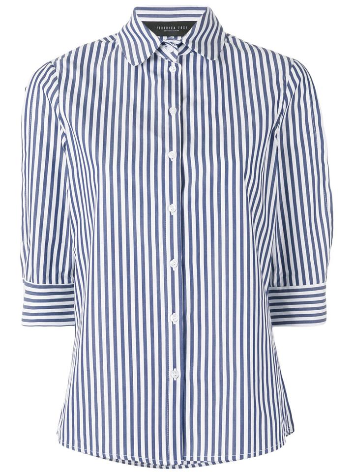 Federica Tosi - Striped Poplin Shirt - Women - Cotton - M, Women's, Blue, Cotton
