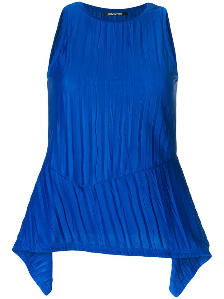 Neil Barrett Creased Asymmetric Hem Top - Blue