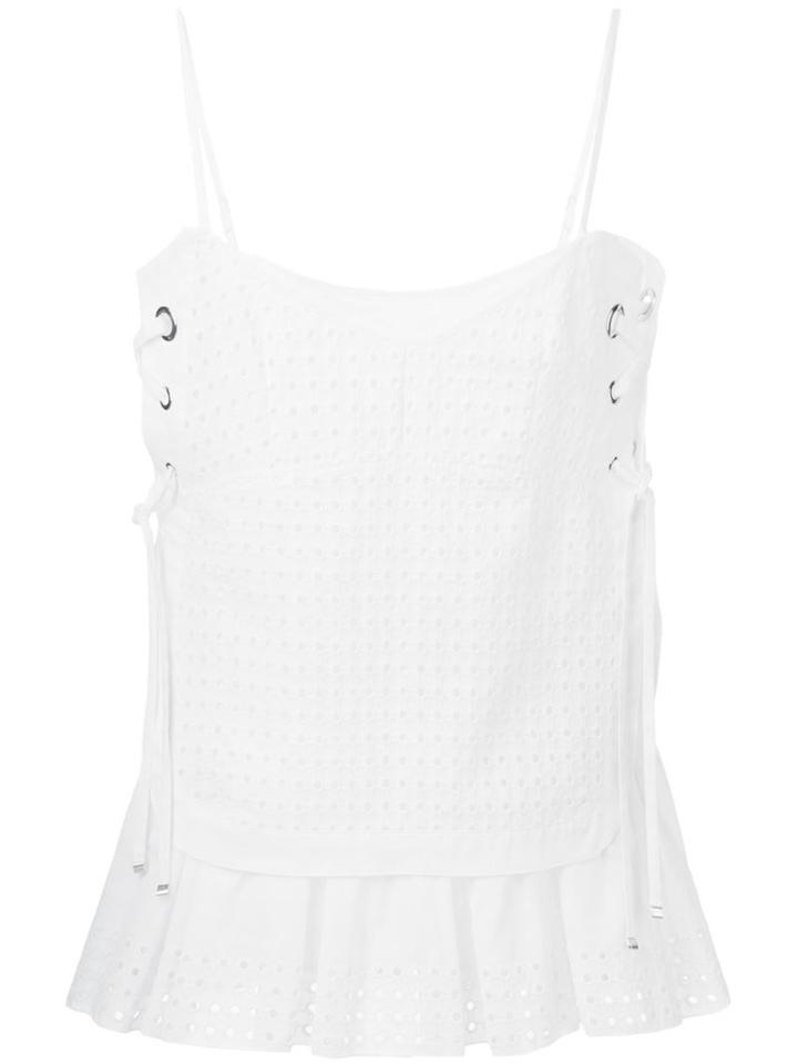 Diesel Black Gold Spaghetti Strap Perforated Top, Women's, Size: 42, White, Cotton