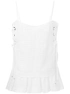 Diesel Black Gold Spaghetti Strap Perforated Top, Women's, Size: 42, White, Cotton