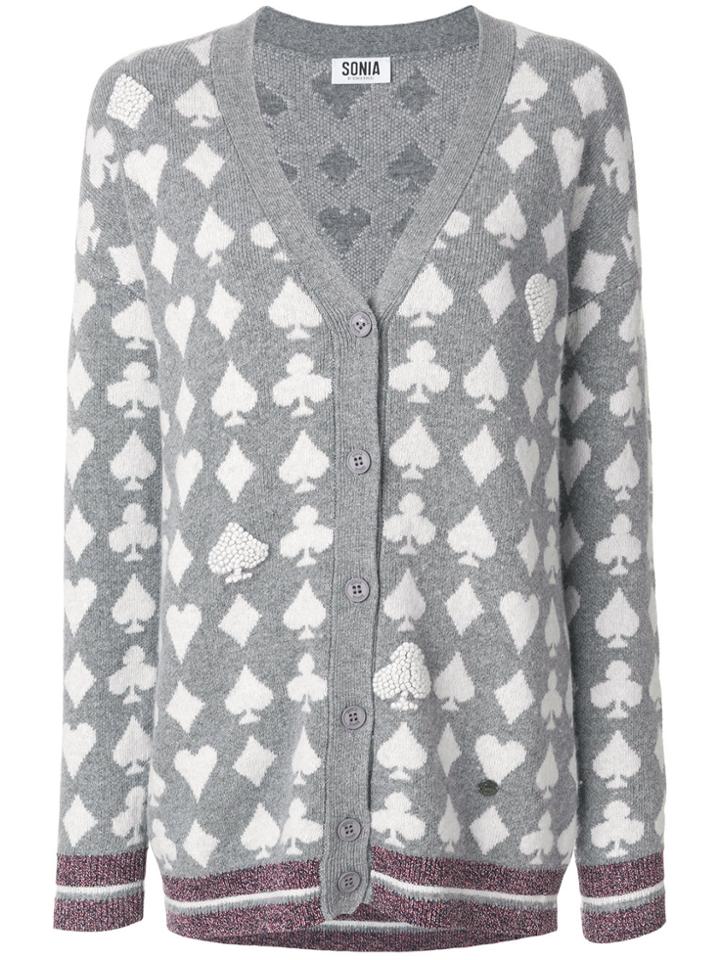 Sonia By Sonia Rykiel Playing Card Symbols Cardigan - Grey