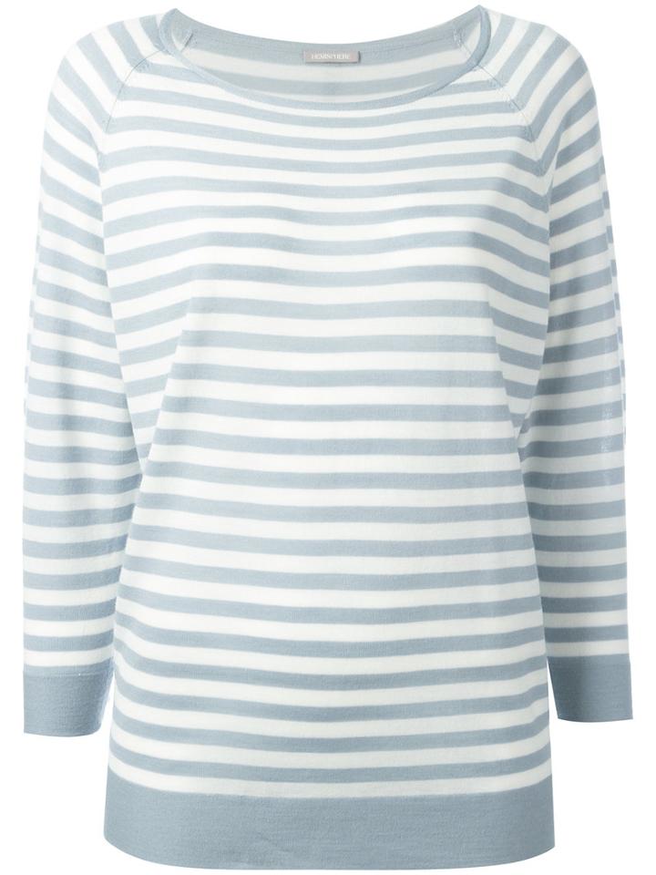 Hemisphere Striped Sweatshirt, Women's, Size: 40, White, Merino