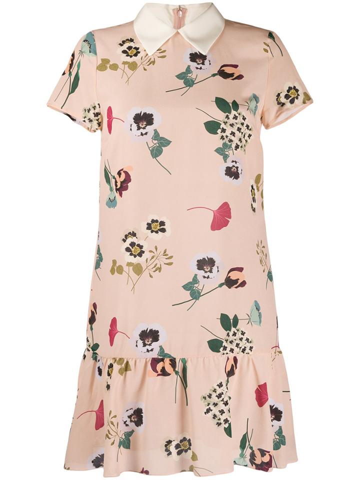 Red Valentino Floral-print Collared Dress - Neutrals