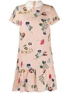 Red Valentino Floral-print Collared Dress - Neutrals